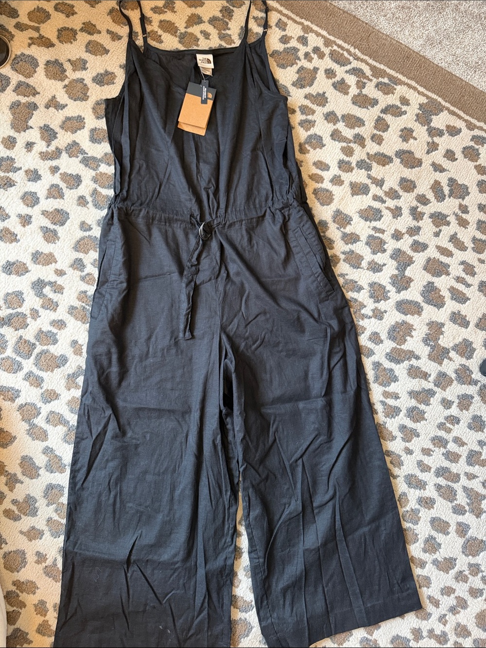 The North Face Black Strappy Wide-Leg Jumpsuit with Drawstring Waist